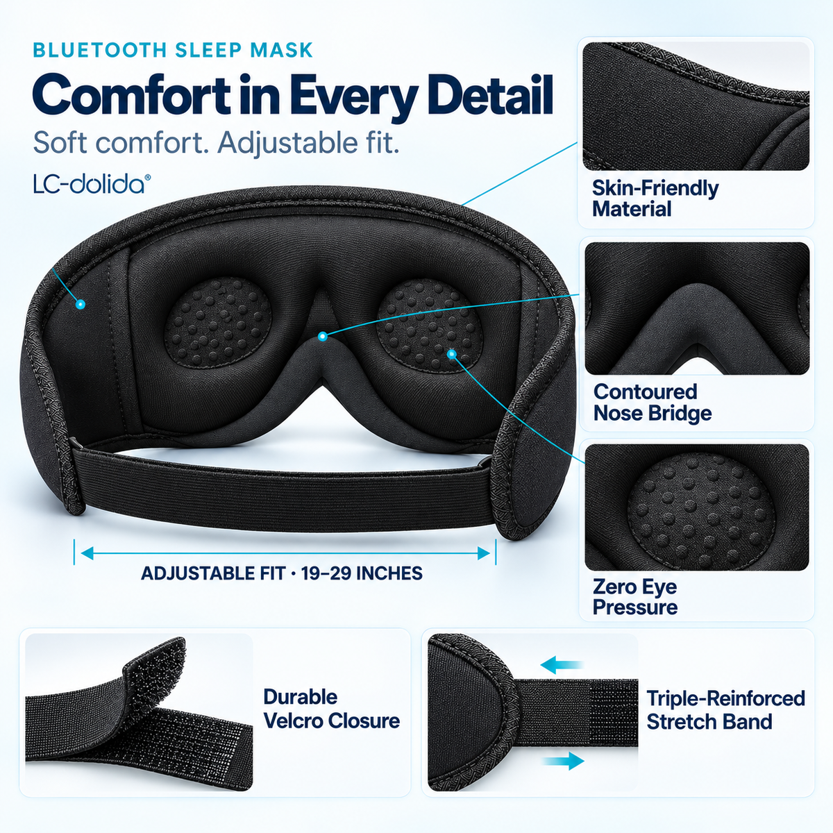 LC-dolida 3D Bluetooth Sleep Mask with Headphones