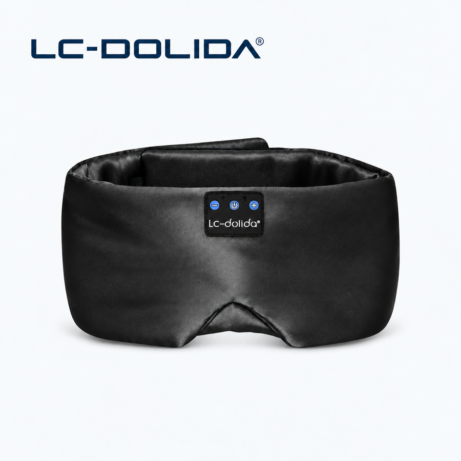 Black LC-dolida 22 momme mulberry silk Bluetooth sleep mask