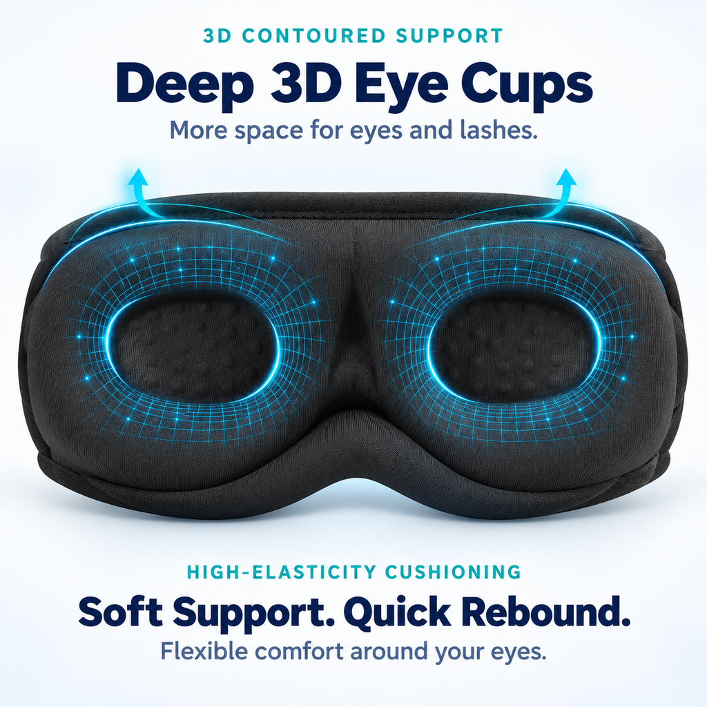 Interior of the 3D sleep mask showing deep contoured eye cups