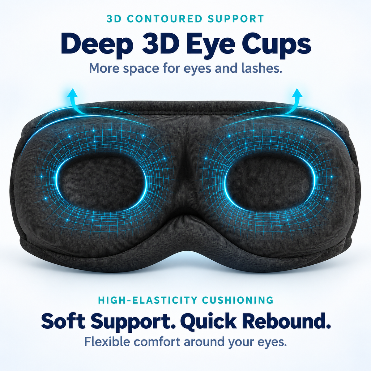 Interior of the 3D sleep mask showing deep contoured eye cups
