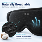 Close-up of the textured black sleep mask fabric and front controls