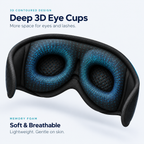 Interior of the LC-dolida sleep mask with contoured eye cups and memory foam padding