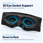 Interior eye cups of the 3D silk sleep mask with a contoured-space graphic
