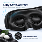 Close-up of the silk sleep mask lining and smooth fabric texture