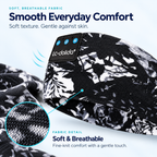 Close-up of the printed headband fabric and audio controls