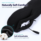 Close-up of the sleep mask fabric and zippered electronic compartment