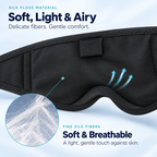 Interior sleep mask lining with a graphic illustrating soft fibers
